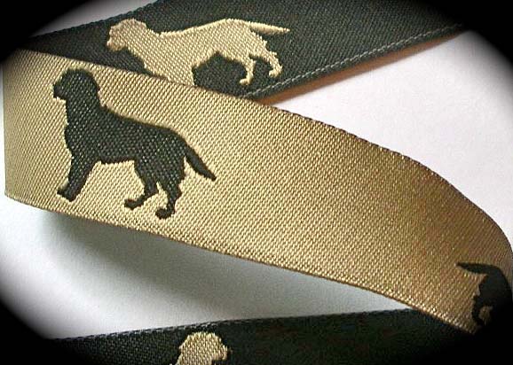 Labrador Ribbon 1" x 25 y Reversible Tan/Black Dog Ribbon