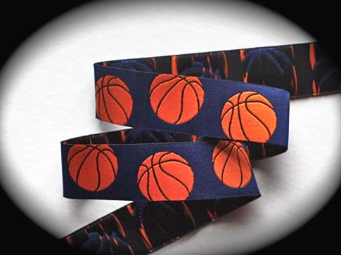 Basketball Ribbon 1" x 25 yds Navy and Orange