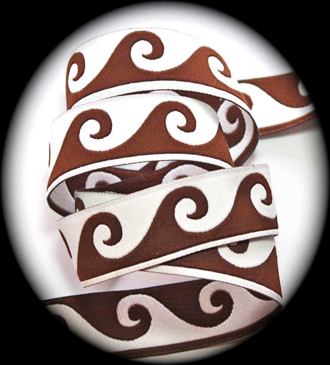 WAVE Ribbon 7/8" x 3 y Brown and White Reversible