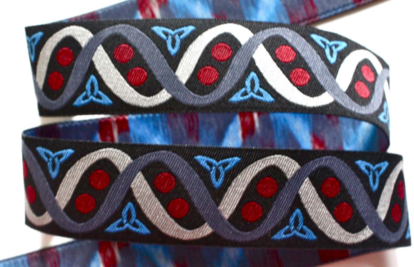 Celtic Knot Ribbon  1" x 3 yards Black, Berry, Blue, Slate G