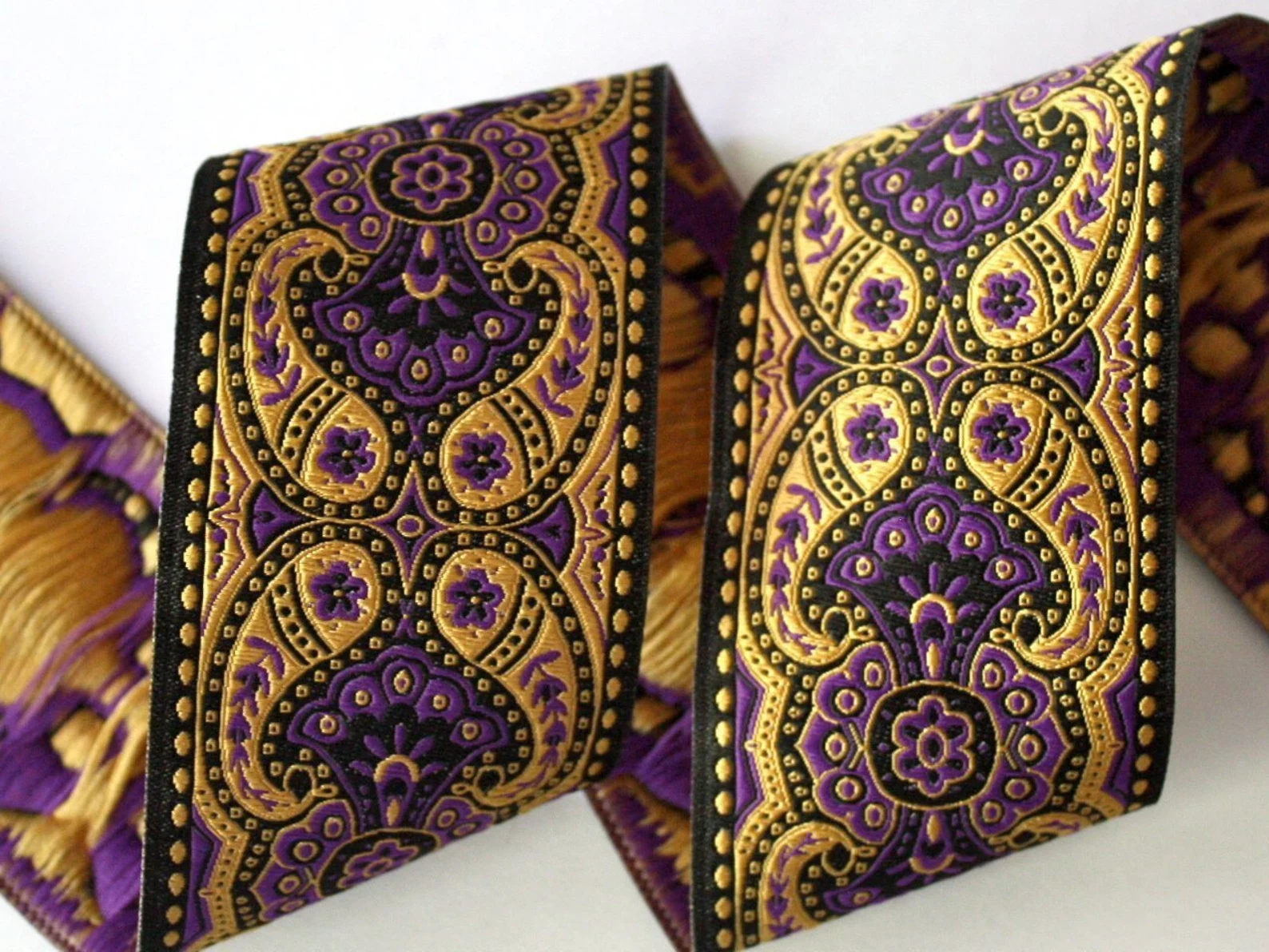 Tres Jolie Black, Purple and Gold 1 7/8" x 3 yards