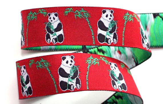 Panda Ribbon 1" x 3 y Red Black Green White