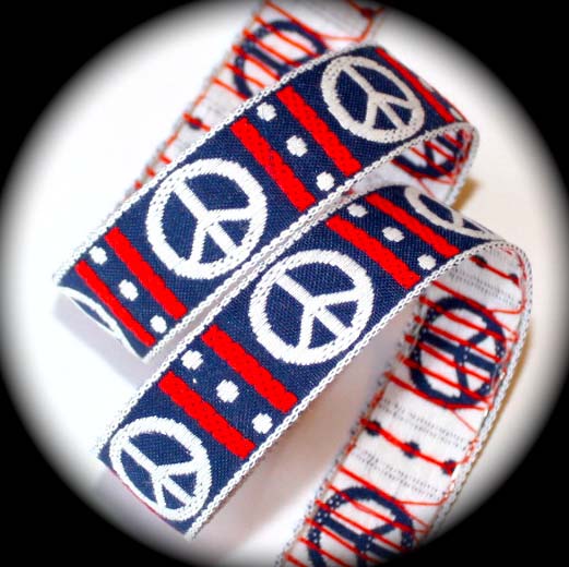PEACE SIGN3- 1" (3 yds) NAVY/WHITE/RED