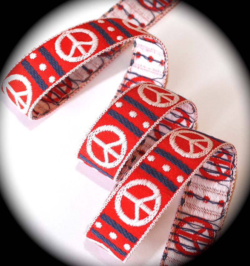 PEACE SIGN- 1" (3 yds) RED/WHITE/NAVY