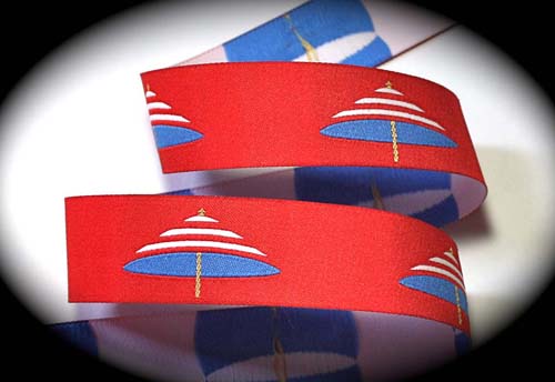 Nautical Beach Umbrella-A 1" (10 yards) Spinner Top Red,White,
