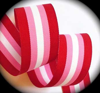 ggs3001c (5 yds) 1 1/2" Red/Pink/White GG Stripe