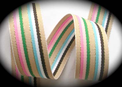 ggs113b 7/8"Tan/Pink/Green/Blue/Brown Metallic  (3yds) LIMITE