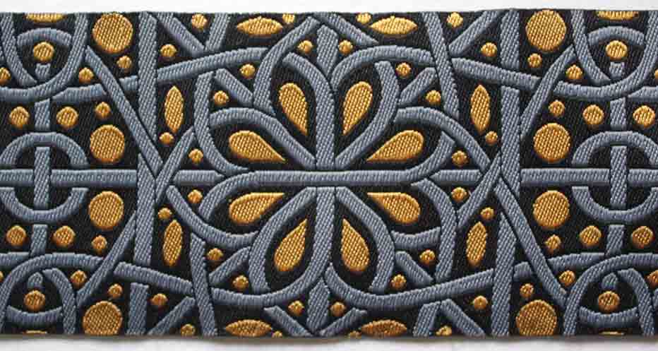 Hidden Gems 9106 1 7/8" x 3 yards Black, Gray and Gold