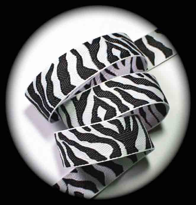 Zebra99- 1" x 3 yds Black and White Woven Jacquard Ribbon