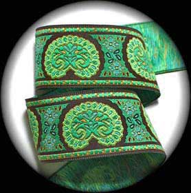 Bijoux2 Ribbon 1 7/8" x 1 y Brown/Greens/Gold (NOT METALLIC)