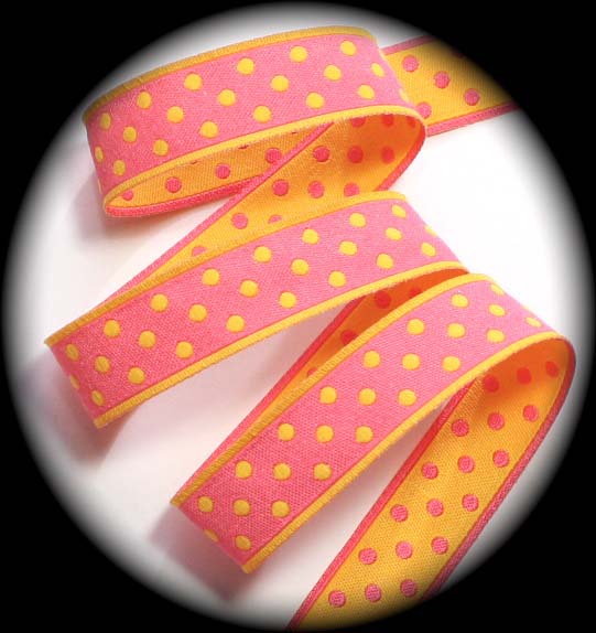 Dot 7439 - 5/8" Bubble Gum Pink/Yellow Gold (3yds)