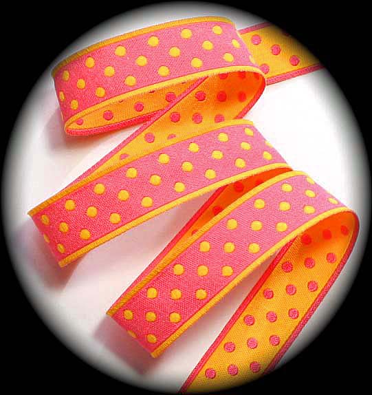 Dot 7439 - 5/8" Bubble Gum Pink/Yellow Gold (27yds)