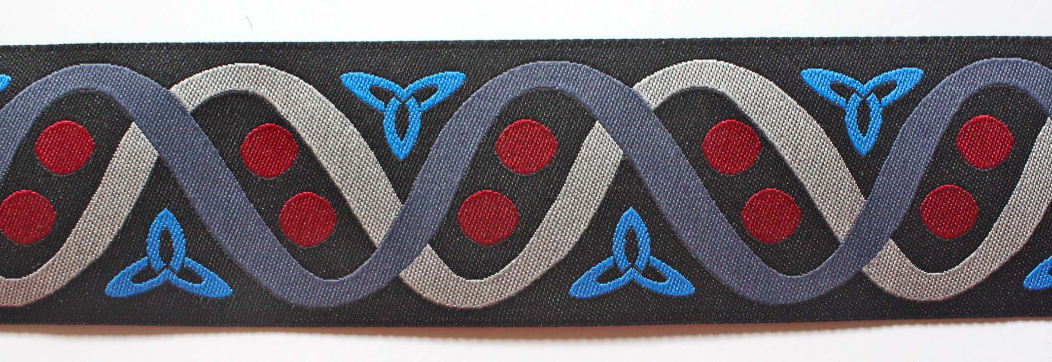 Celtic Knot Ribbon 1 1/2" x 1 yard Black, Berry, Blue, Slate G