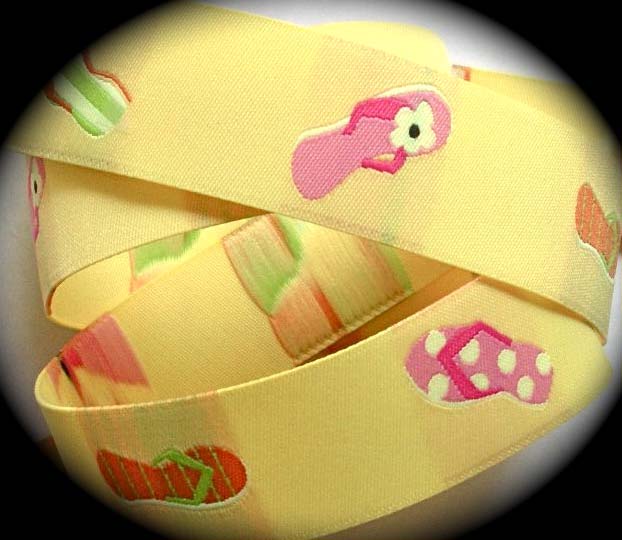 Flip Flop Ribbon 1" x 3 y Yellow Pink Lime