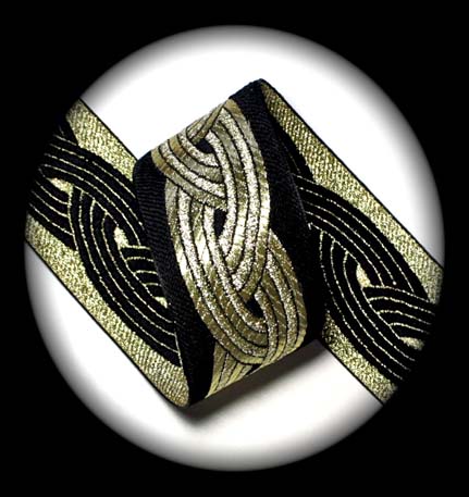 Gold Twist 2" x 1 yds  Black and Gold-Reversible