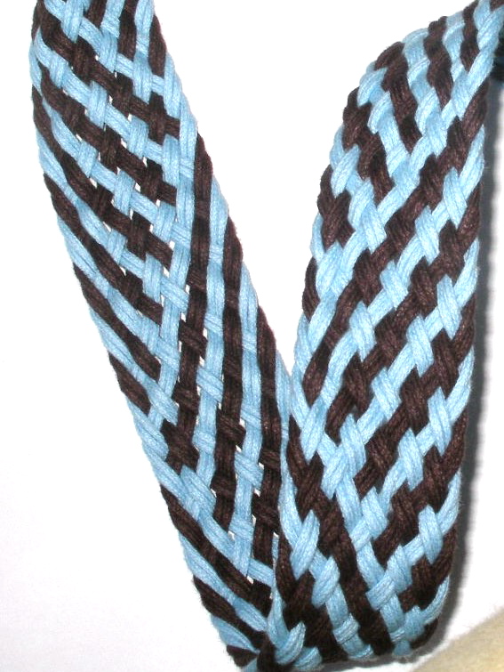 CUSTOM2  1 3/8" (1 yd) BROWN/BLUE CUSTOM WEBBING