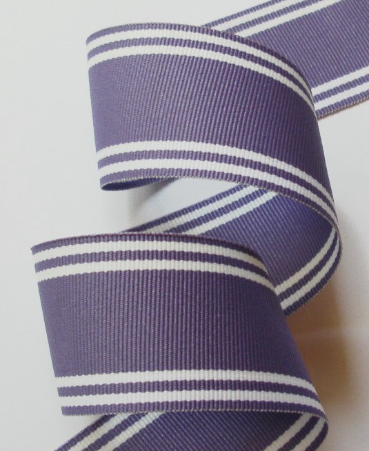 GGS3010Ca (5 yds) 1 1/2" LAVENDER W/WHITE DOUBLE STRIPES