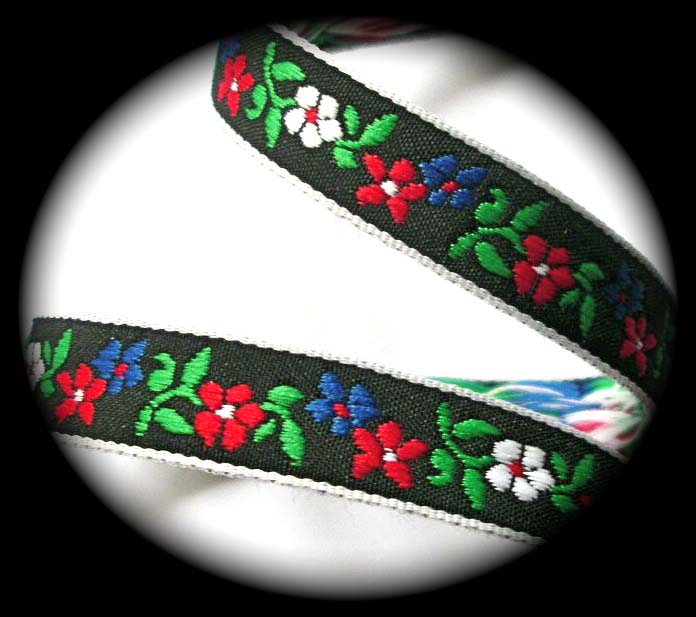 FLORAL2375 3/8" (10 YDS) BLACK/RED/BLUE/WHITE