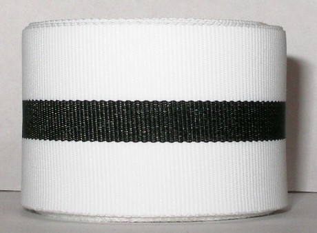 ggs2524c (5 yds) 1 1/2" WHITE/BLACK CENTER STRIPE