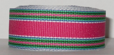 ggs195b Emerald/Pink/Geranium Striped (5yds) 7/8"