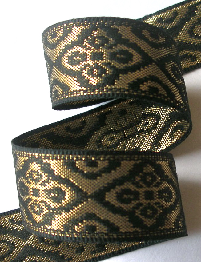 wwj465 1" (5 yds) BLACK/BRONZE GOLD