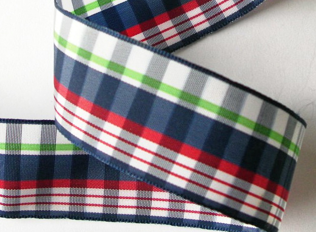 PLAID3 1" (5yds) TAFFETA PLAID NAVY/RED/WHITE