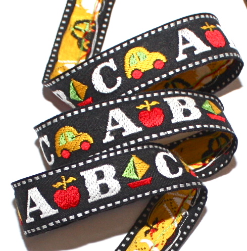 ABC3-1" (3 YDS)ABC'S BOAT BLACK/RED/WHITE/YELLOW VINTAGE