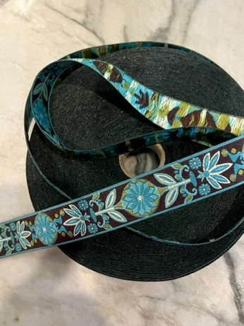 MP  1" x (3 YDS)  Brown,Olive, Teal Mixed Pinwheel Zinnia