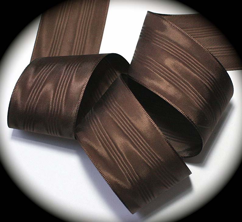 TAFFETA MOIRE' - 1 1/2" CHOC. BROWN (3 YDS)