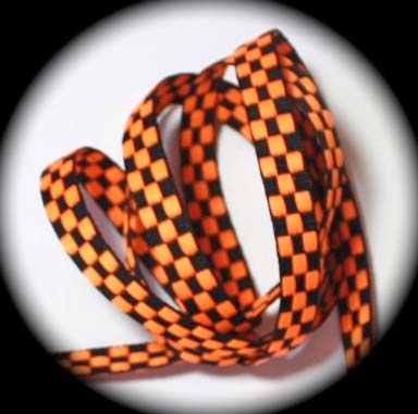 CHECKERBOARD - 3/8" ORANGE/BLACK WOVEN (3 YDS)