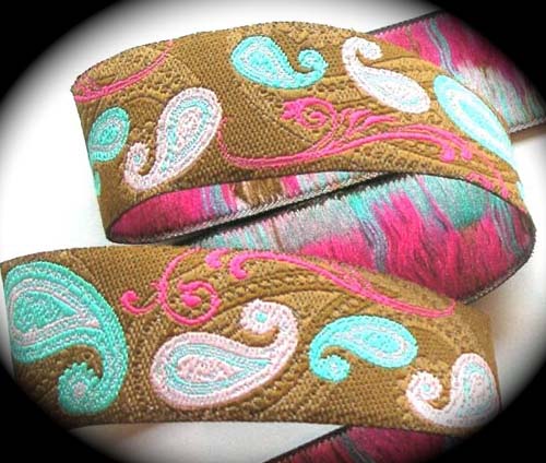 PAISLEY*17 - 1" (3 YDS) BROWN/PINK/BLUE