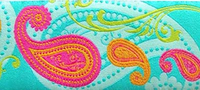 PAISLEY30  1 7/8" (3 yds YDS) BLUE/PINK/TANGERINE