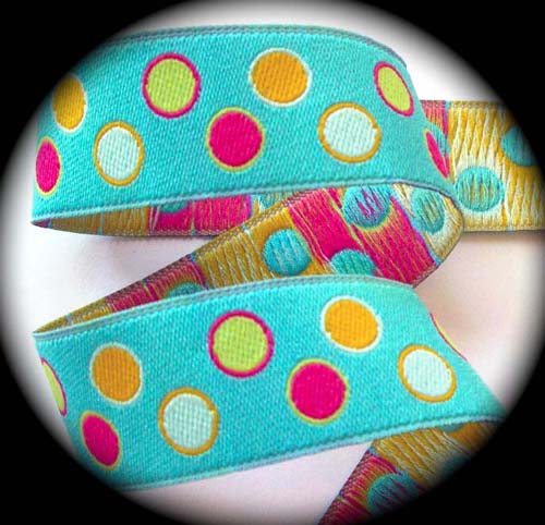 PAISLEYDOT*3 -  1" (3 YDS) BLUE/LIME/PINK/ORANGE