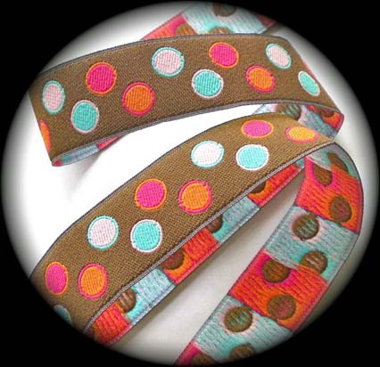 PAISLEYDOT*2 - 1" (3 YDS) BROWN/PINK/ORANGE/BLUE