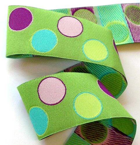 Paisleydot23  1 1/2" (10 YDS) Apple, Lime and Lilac Sale