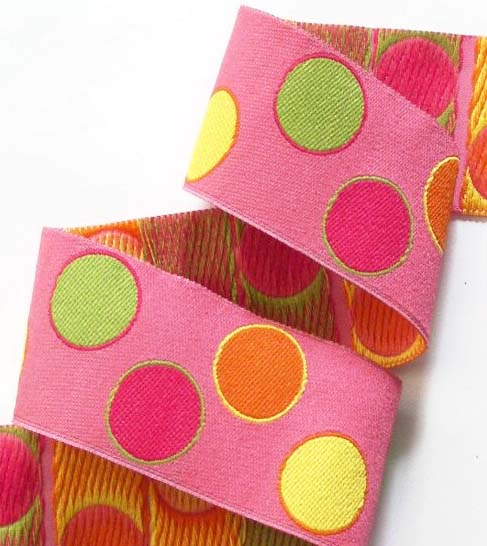 PAISLEYDOT27  1 1/2" (3 YDS)  PINK/ORANGE/YELLOW