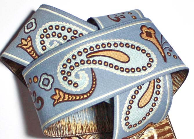 PAISLEY PERFECTION*7 -1 1/2" SLATE BLUE/BROWN/IVORY (3 YDS)
