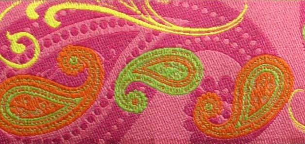 PAISLEY2- 1 1/2" (3 YDS) PINK/ORANGE/LIME/YELLOW