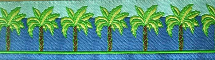 Palm Tree Ribbon 5/8" x 3 yds Blue, Green and Brown