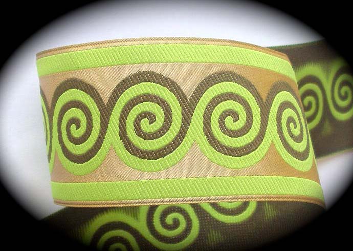 SWIRL 1 7/8" (10 yds) (not metallic) Gold/Lime Swirls