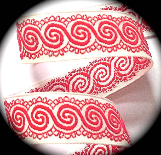 VINTAGE1568 - 1" NATURAL/RED SWIRLS2 (5 YDS)