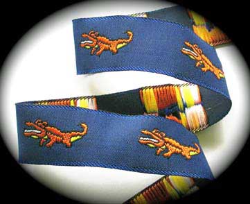 Alligator Ribbon 7/8" (3 yds) Lt. Navy and Orange