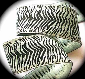 Zebra Woven Ribbon  1 1/8" x 3 yds Black, Gray and Sand