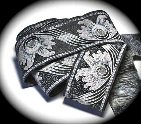 BAROQUE7A- 1 7/8" x 10 y  BLACK/GREY/CREME