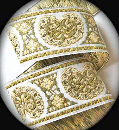 Bijoux1b Ribbon 1 7/8" (10 yd)  IVORY/TAUPE/GOLD (NOT METALLIC)