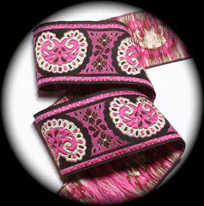 Bijoux3 Ribbon 1 7/8" x 1 y Black/Pink/Ivory