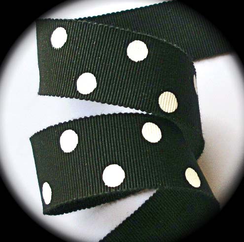 **COTTON/RAYON 15/16" BLACK/OFF WHITE DOTS (3 YDS)