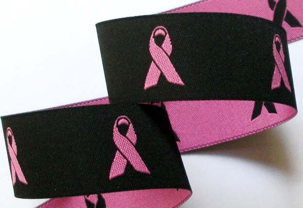 BREAST CANCER - 1" (3 YDS)BLACK/PINK- Back in Stock