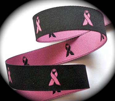 Breast Cancer4  - 5/8 (3 yds) Blk and Pink-Back in Stock