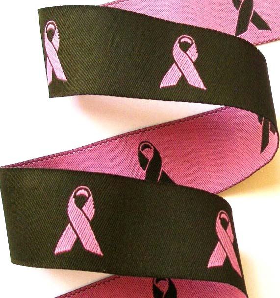 Breast Cancer5- 1" (3 yds) chocolate brown/pink
